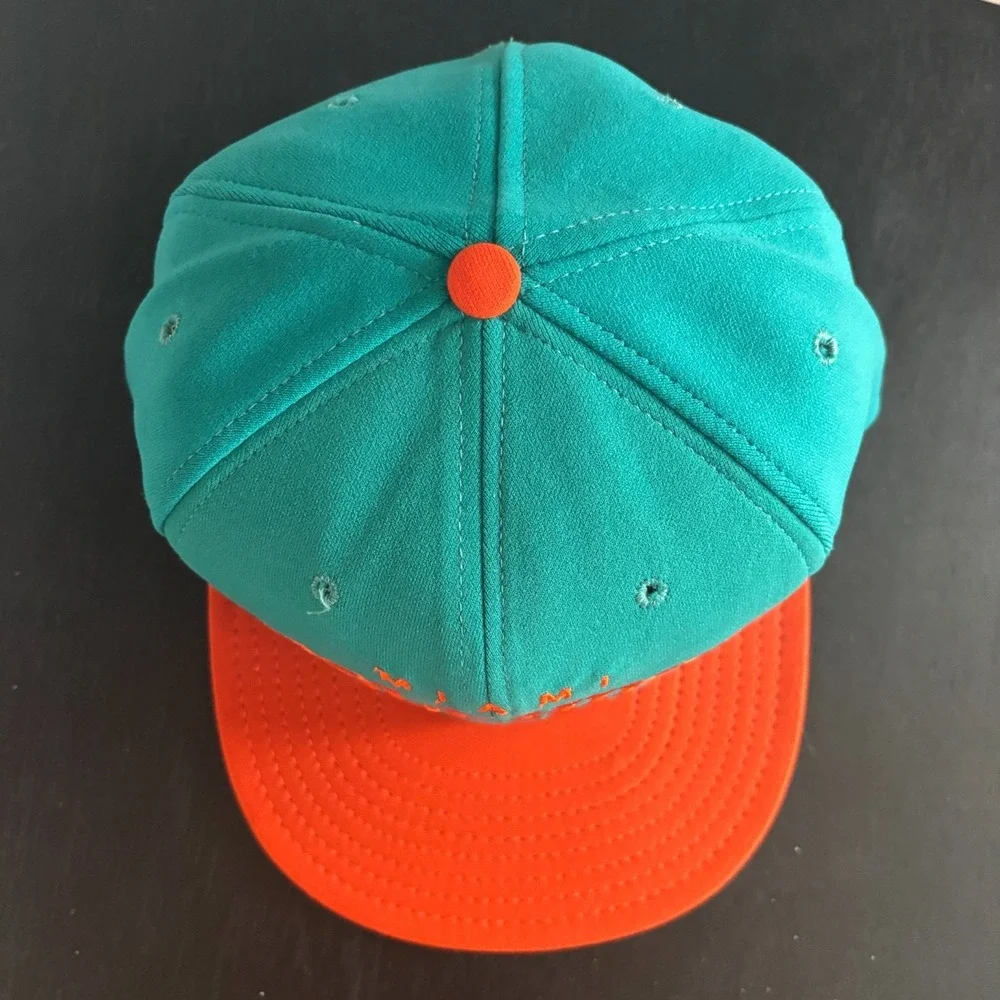 VTG Miami Dolphins NFL Football AJD Snapback Hat 90s New NWOT Teal Orange USA‎
